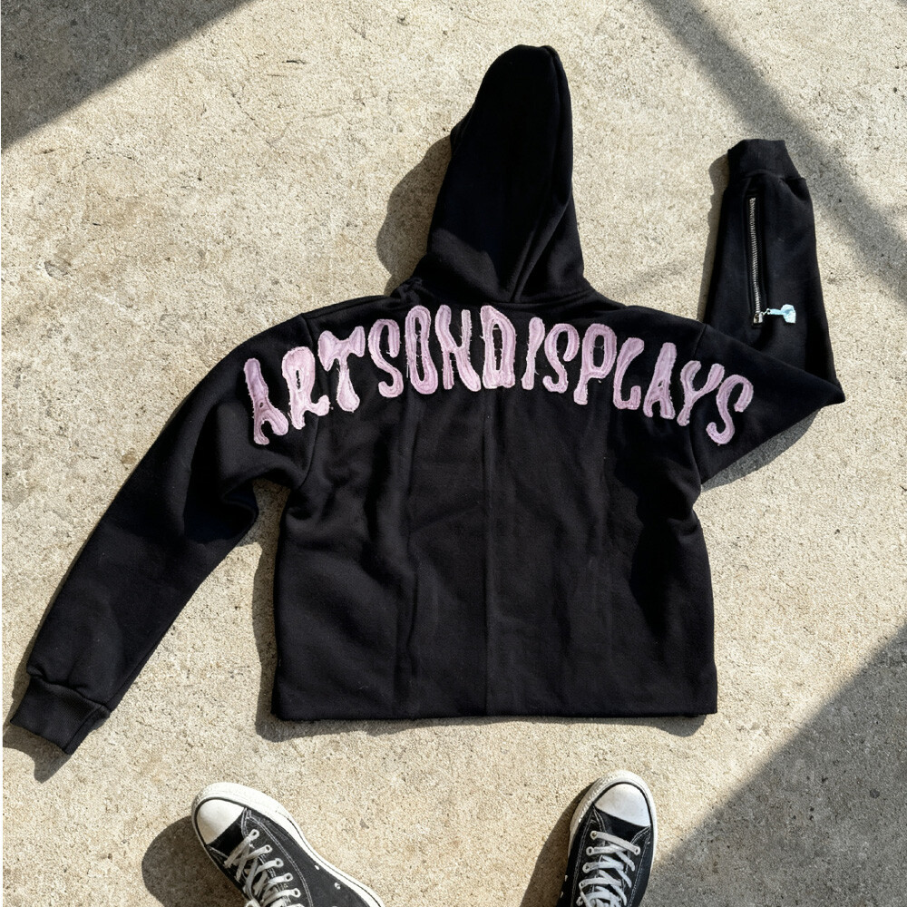 100% pure cotton winter oversized color-blocked wholesale custom distressed letter cartoon applique embroidered zipper hoodie