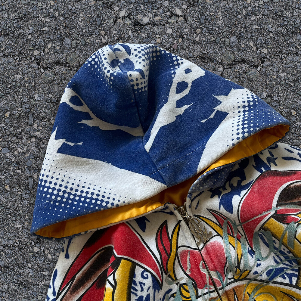 Custom-made zipper digital printing DTG silver foil printing 100% cotton winter men's heavyweight super Dalian hoodie