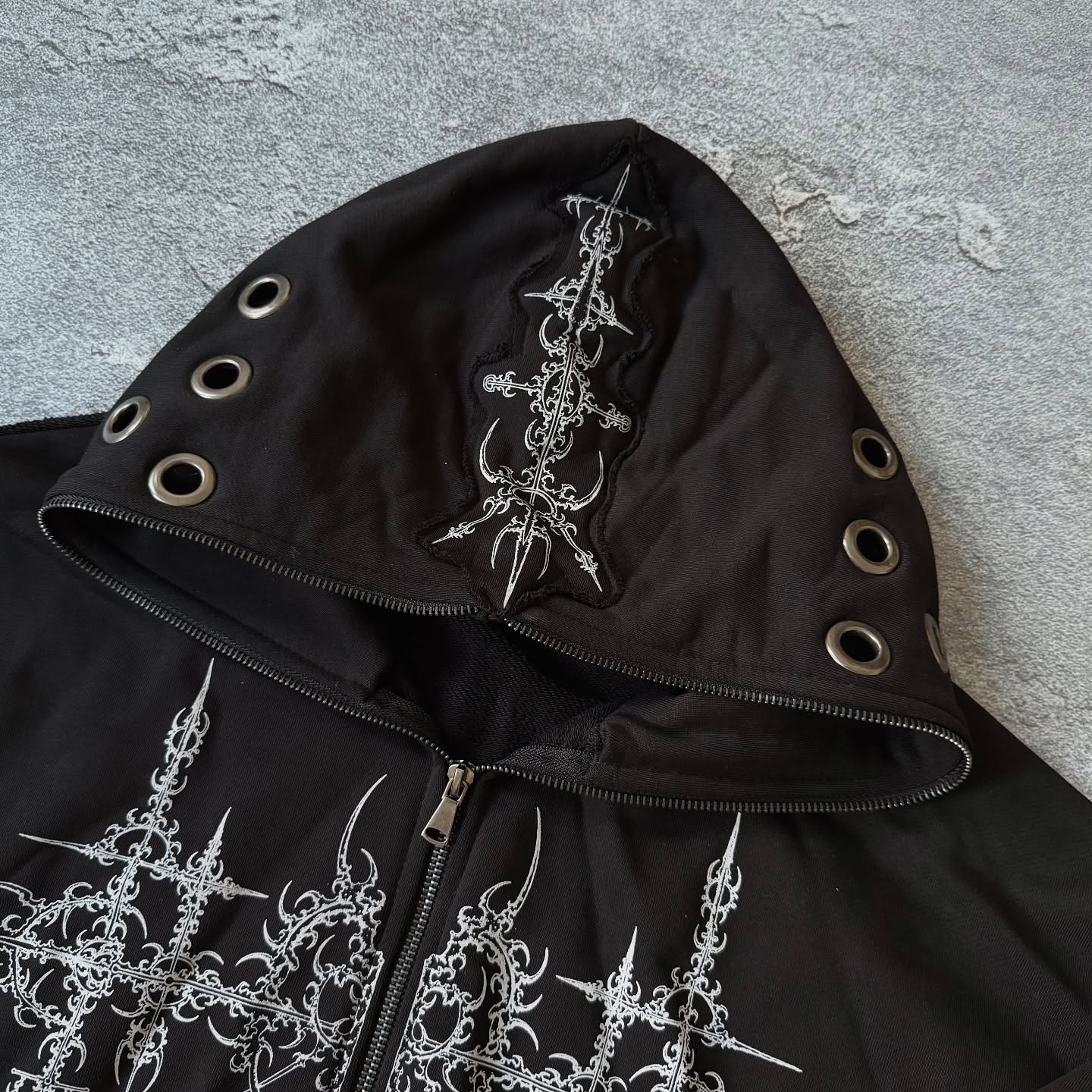 High-quality custom-made cotton-polyester fiber winter men's sweatshirt, hand-painted full-face double zipper hoodie, street style