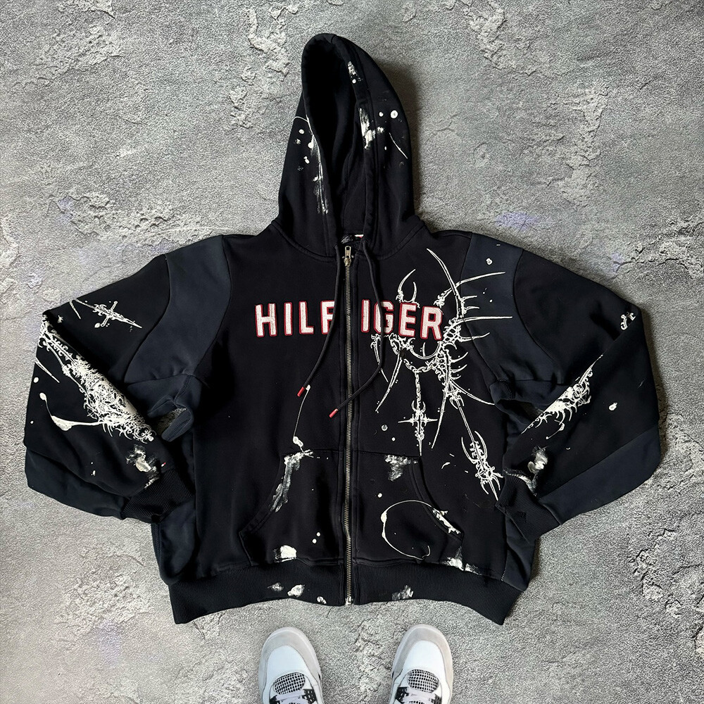 420 Gsm cotton-polyester fiber custom hand-painted decal embroidery men's Y2k hoodie autumn and winter sweatshirt