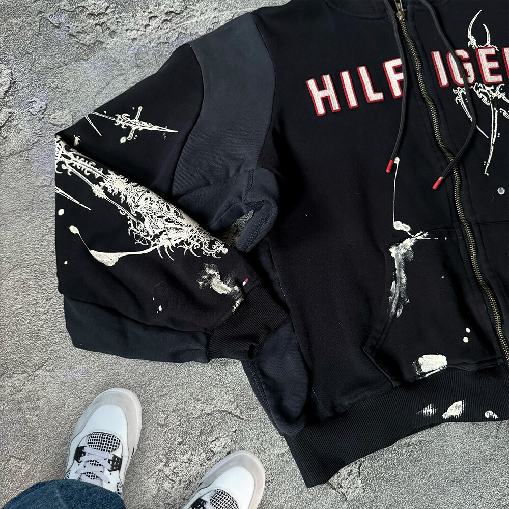 420 Gsm cotton-polyester fiber custom hand-painted decal embroidery men's Y2k hoodie autumn and winter sweatshirt