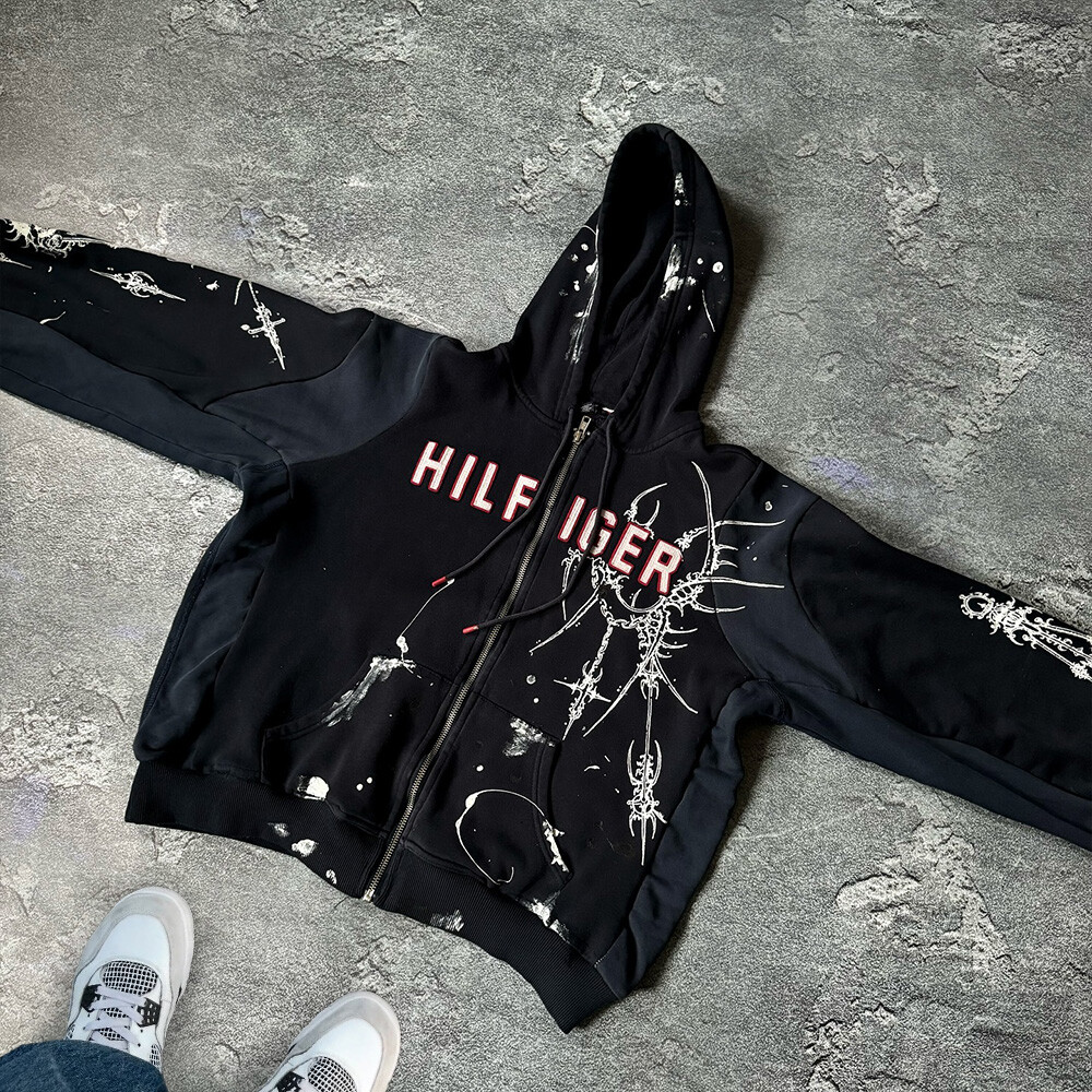 420 Gsm cotton-polyester fiber custom hand-painted decal embroidery men's Y2k hoodie autumn and winter sweatshirt