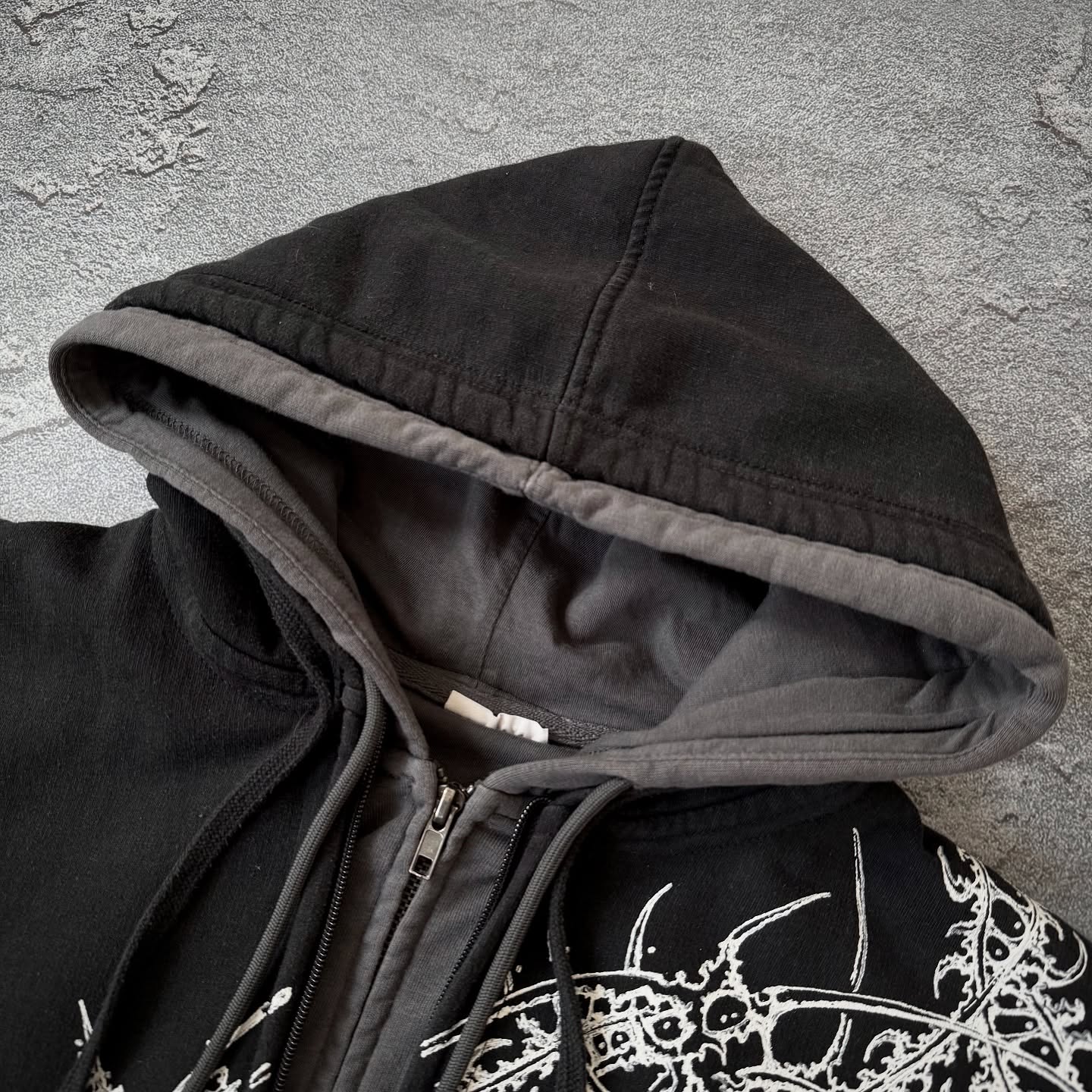 1000 Gsm 100% cotton double-layer zipper hoodie hand-painted Chenier custom men's oversized winter hoodie sweatshirt