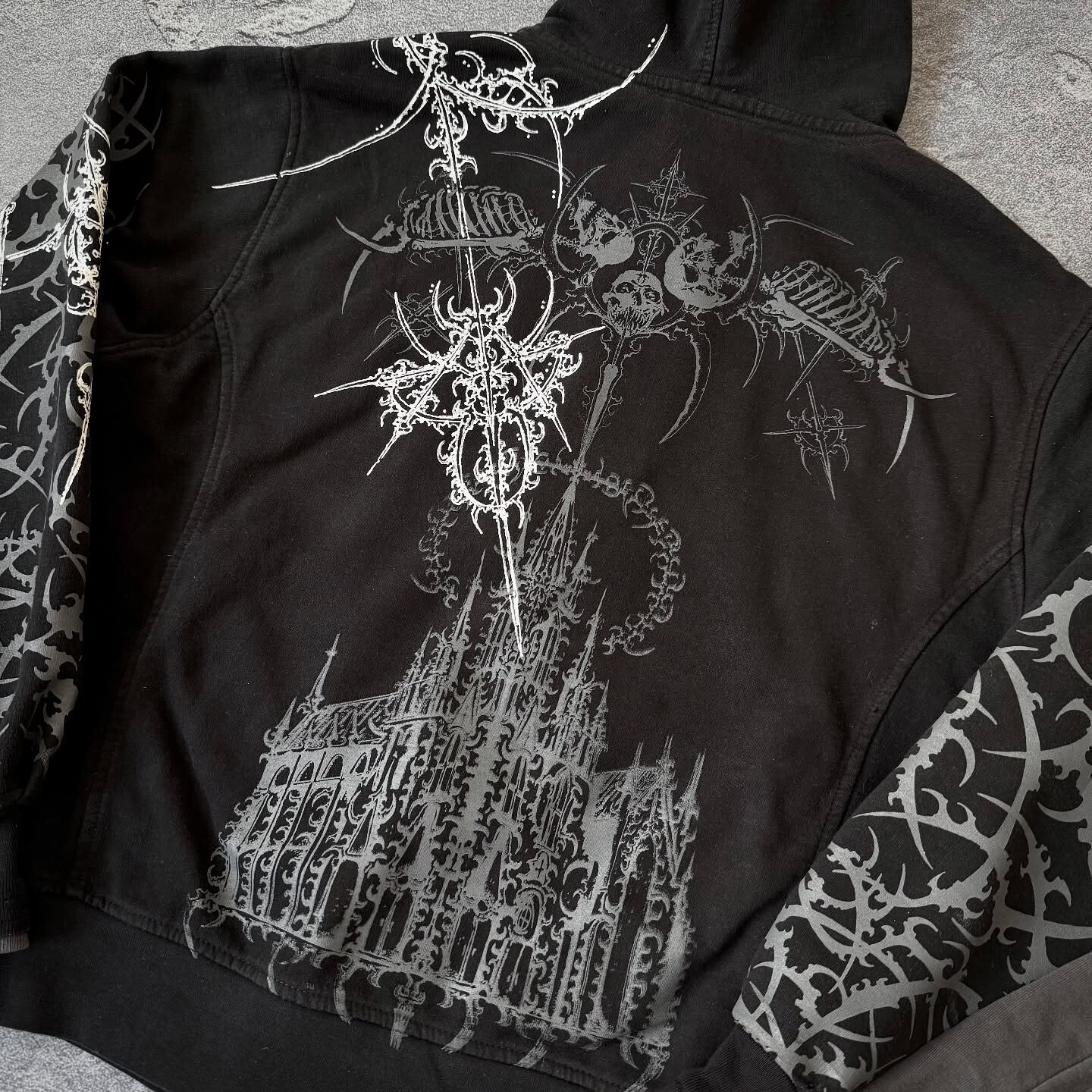 1000 Gsm 100% cotton double-layer zipper hoodie hand-painted Chenier custom men's oversized winter hoodie sweatshirt