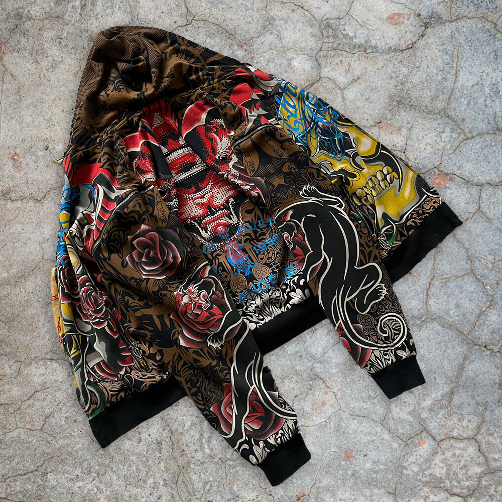 A 100% cotton round-neck hoodie with animal patterns for both men and women in winter, 350g custom rhindiamond full heat sublimation printed pullover