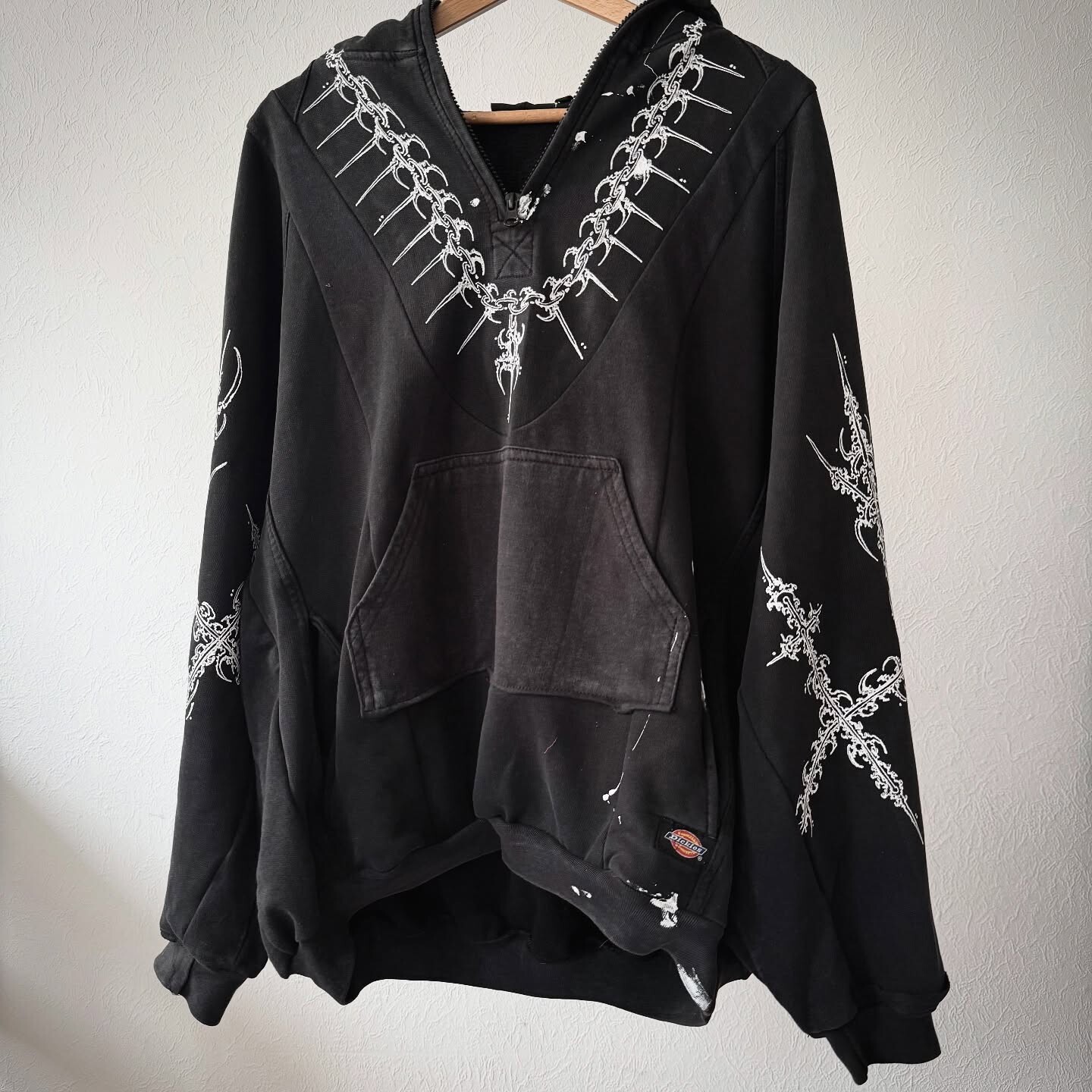 500 Gsm 100% cotton quarter zipper hoodie custom acid-washed hand-painted vintage men's hoodie designer sweatshirt