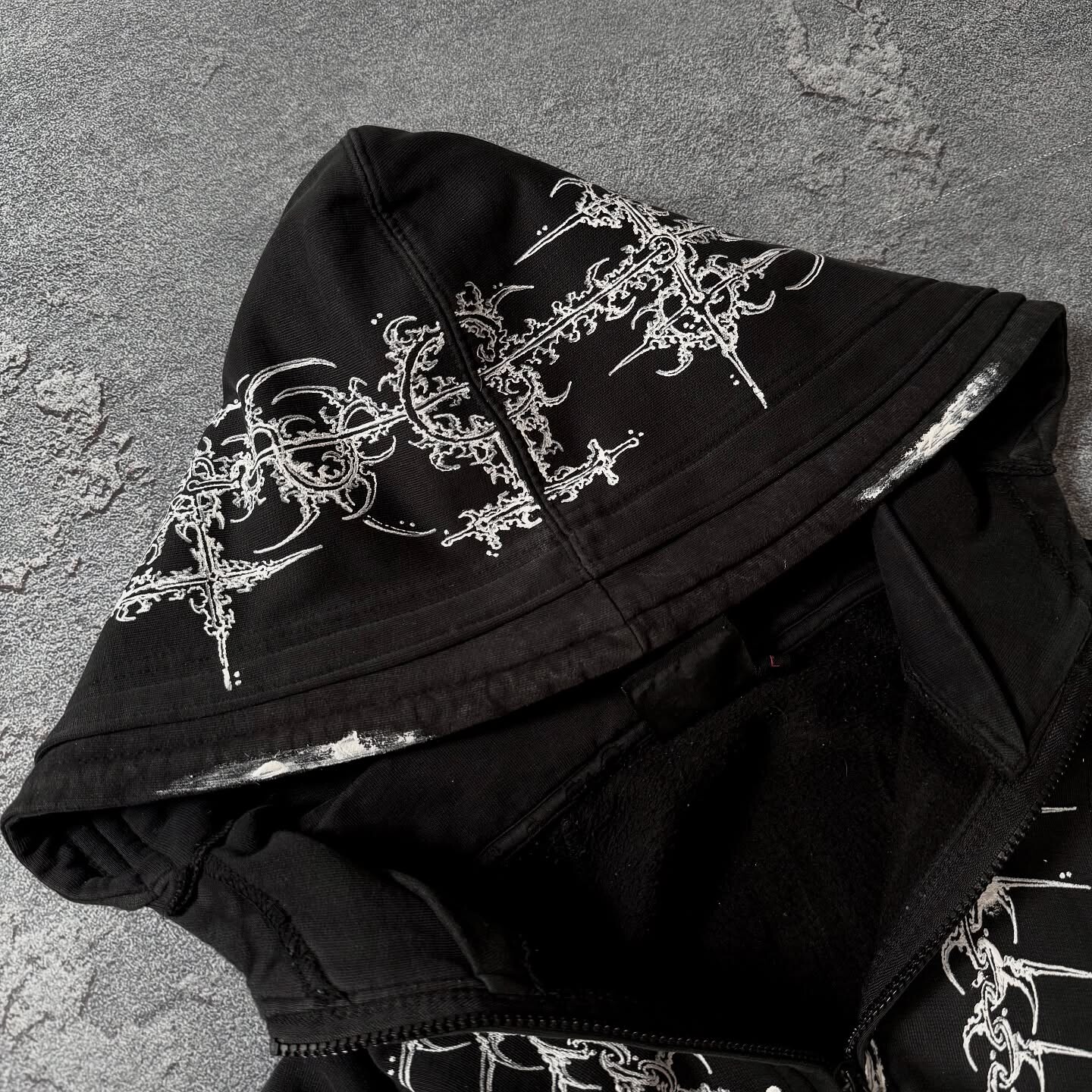 500 Gsm 100% cotton quarter zipper hoodie custom acid-washed hand-painted vintage men's hoodie designer sweatshirt