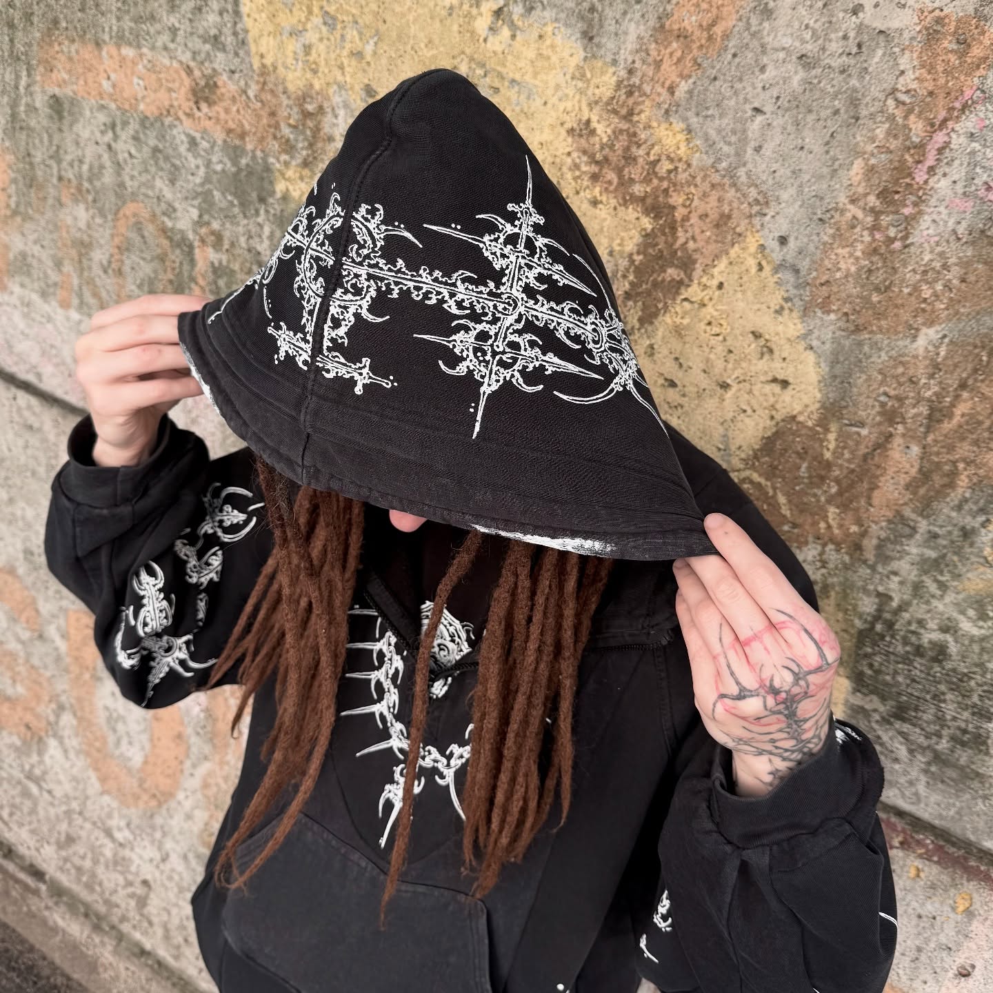 500 Gsm 100% cotton quarter zipper hoodie custom acid-washed hand-painted vintage men's hoodie designer sweatshirt