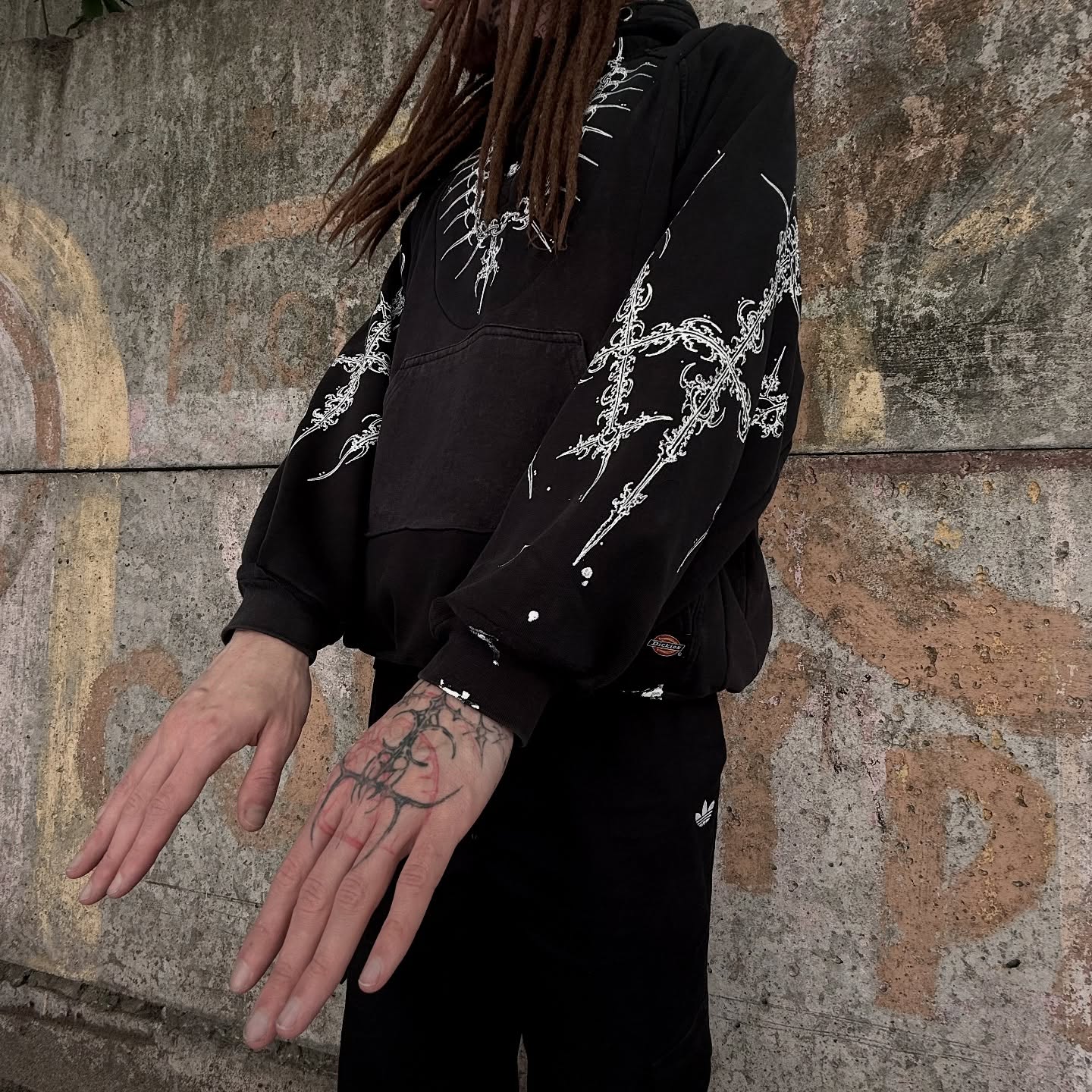 500 Gsm 100% cotton quarter zipper hoodie custom acid-washed hand-painted vintage men's hoodie designer sweatshirt