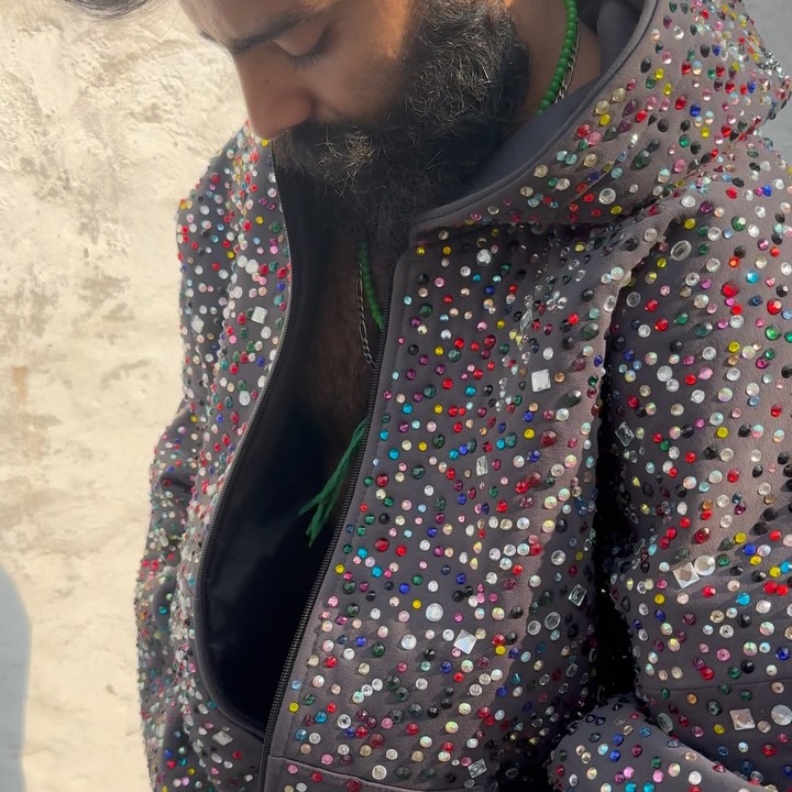 Men's thick custom zippered hoodie 1000GSM cotton/polyester rhinestone hoodie design extra-large V-neck streetwear for winter