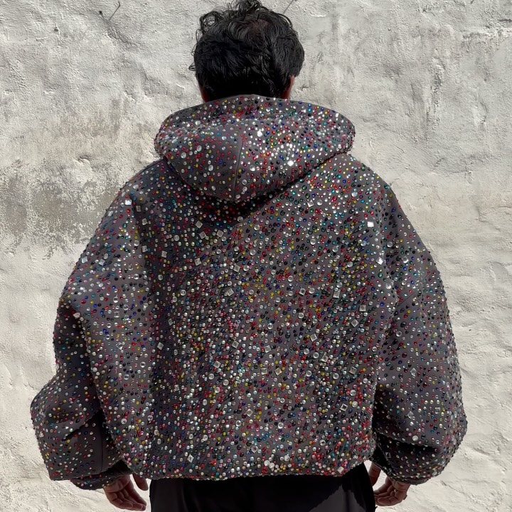 Men's thick custom zippered hoodie 1000GSM cotton/polyester rhinestone hoodie design extra-large V-neck streetwear for winter