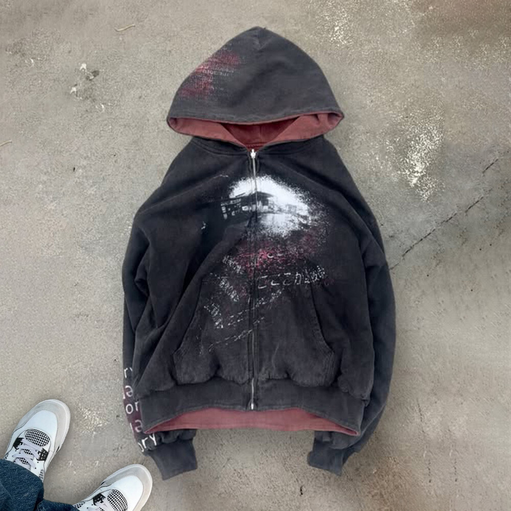 450 Gsm streetwear reversible unisex oversized 100% cotton hoodie wholesale, high-quality custom, retro digital print winter