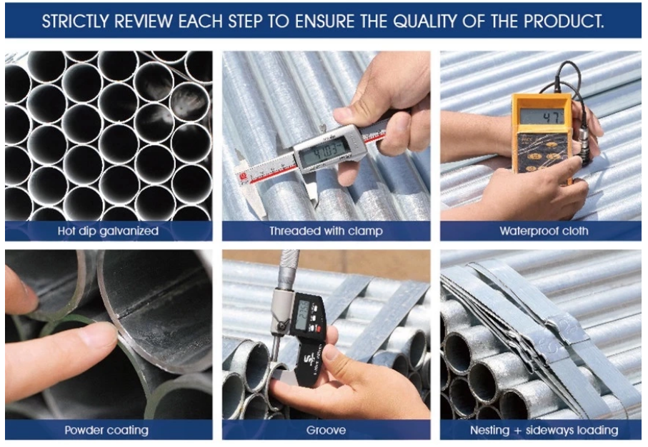 48mm  60mm  40mm Galvanized Round Scaffold Steel Pipe 3.2mm Diameter 6m Length ERW GI Tube