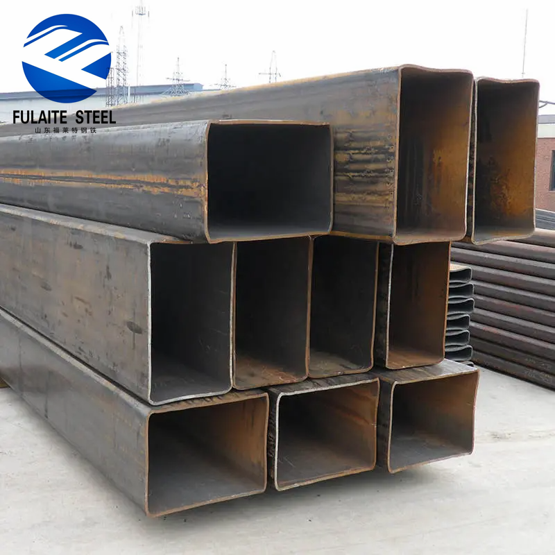 ASTM A500 Q235 Q195 Tubo de Aço ERW Preto Seção Oca Quadrada Retangular nos Tamanhos 40x40mm 50X50mm 80X80mm