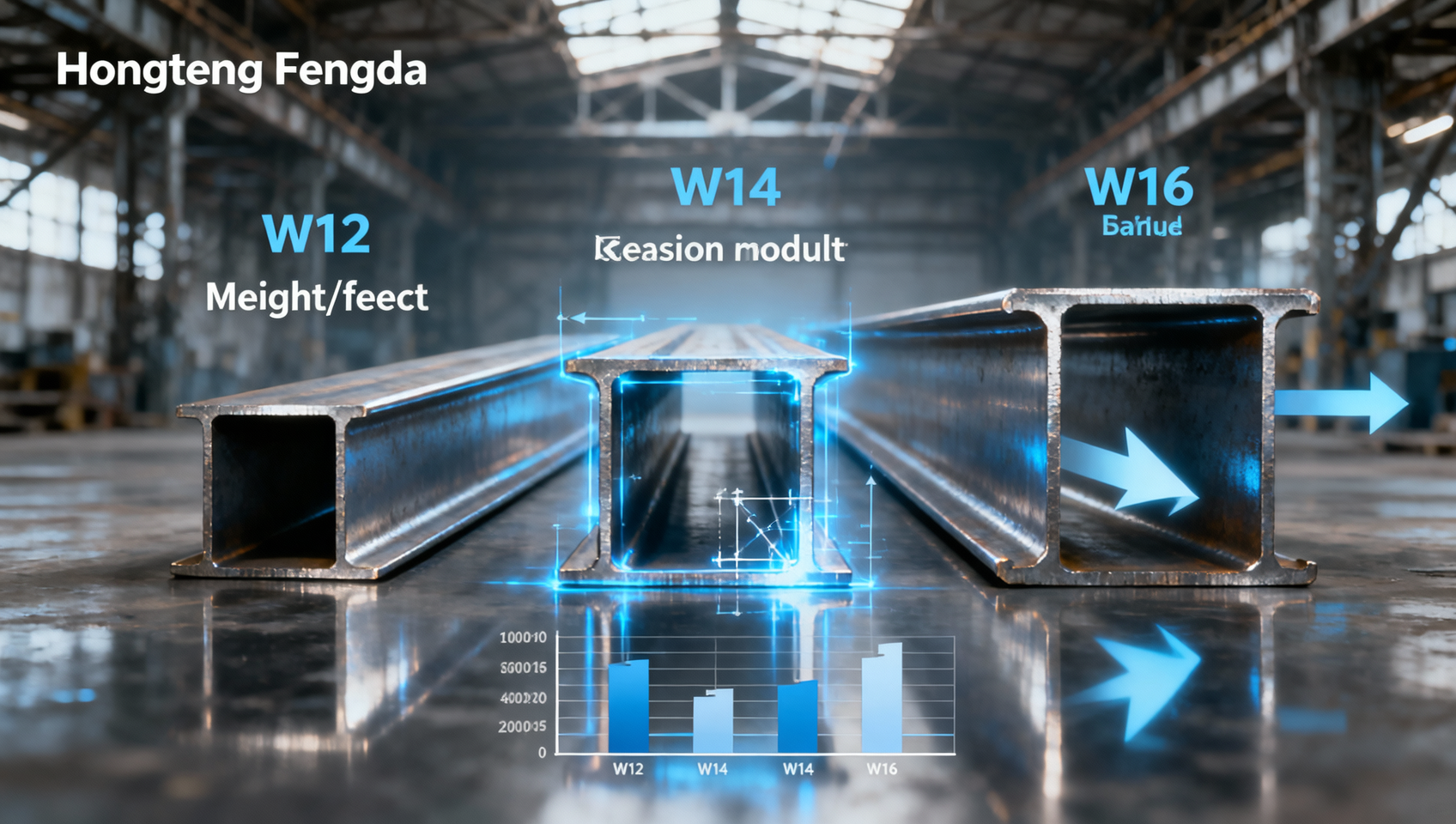 Tabla comparativa de peso de vigas I: W12 vs. W14 vs. W16 para pisos intermedios industriales
