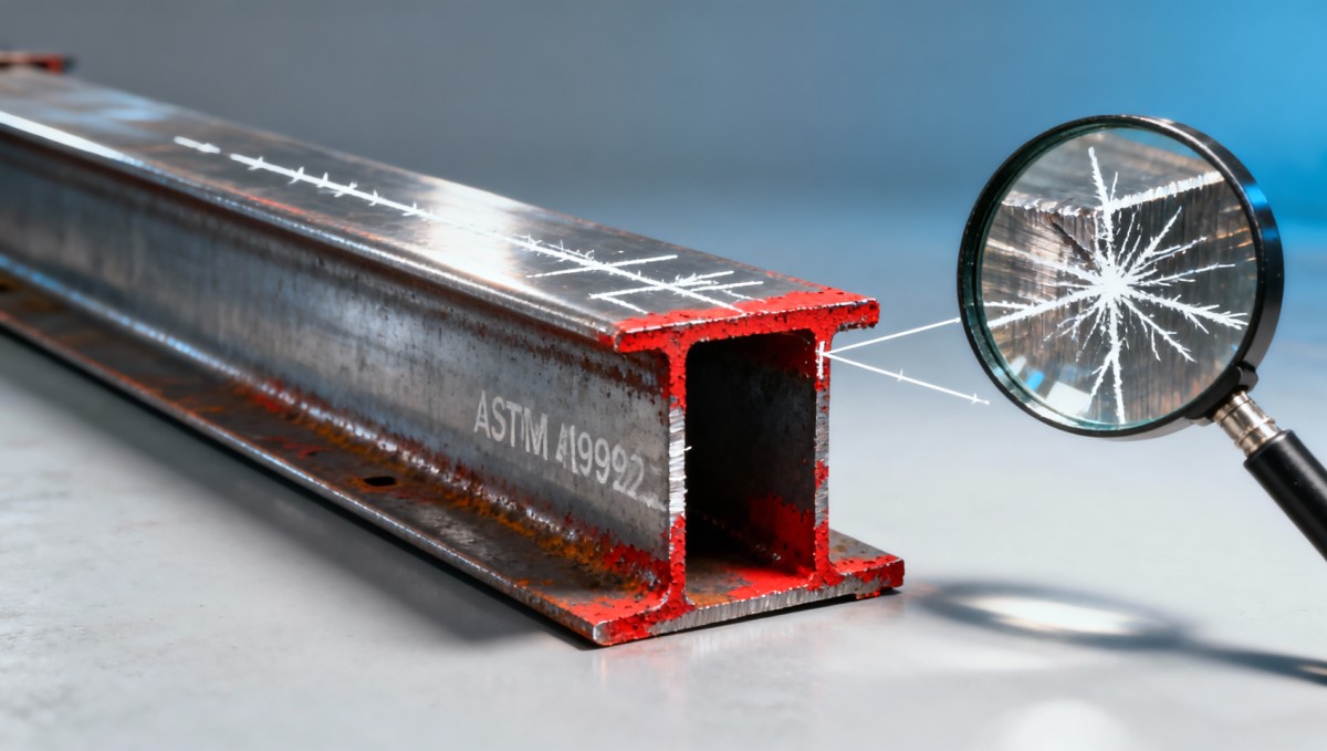 Structural steel beams with painted ends may hide mill defects—inspect before installation