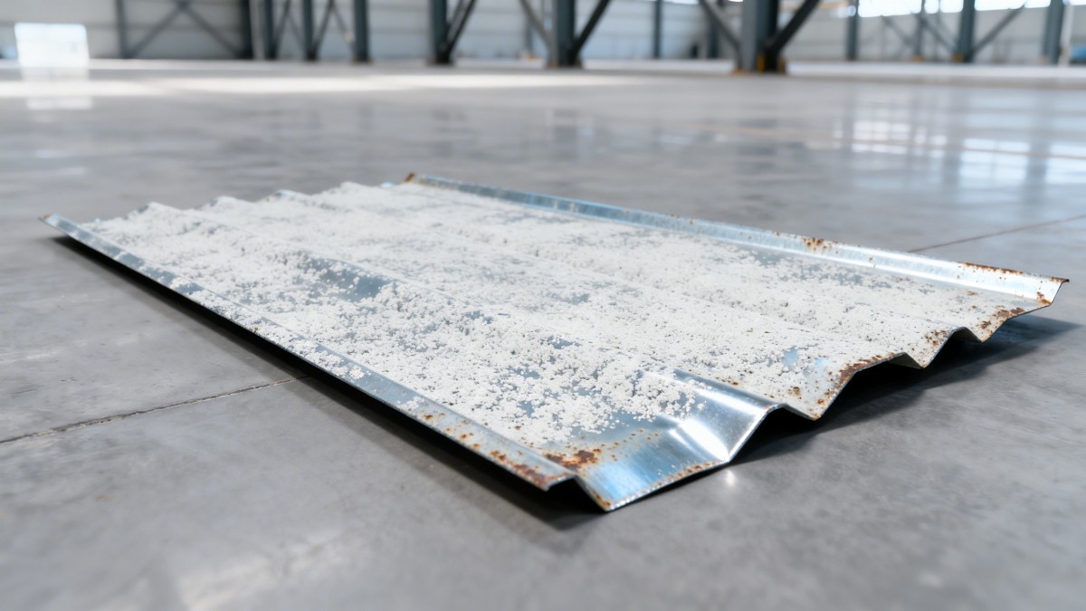 Galvanized sheet for roofing shows white rust after 6 months—normal aging or a coating defect?