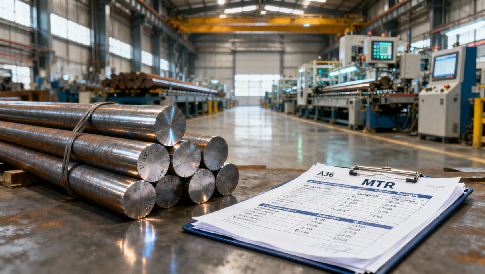 Qual fornecedor de barras redondas de aço carbono A36 de alta resistência na China oferece relatórios de teste certificados e entrega em 30 dias?