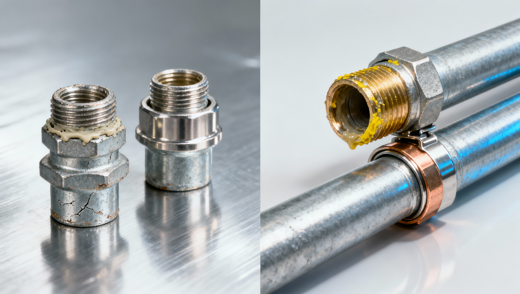 Tubo elétrico galvanizado com conexões rosqueadas vs. compressão: Qual mantém melhor vedação após ciclagem térmica?