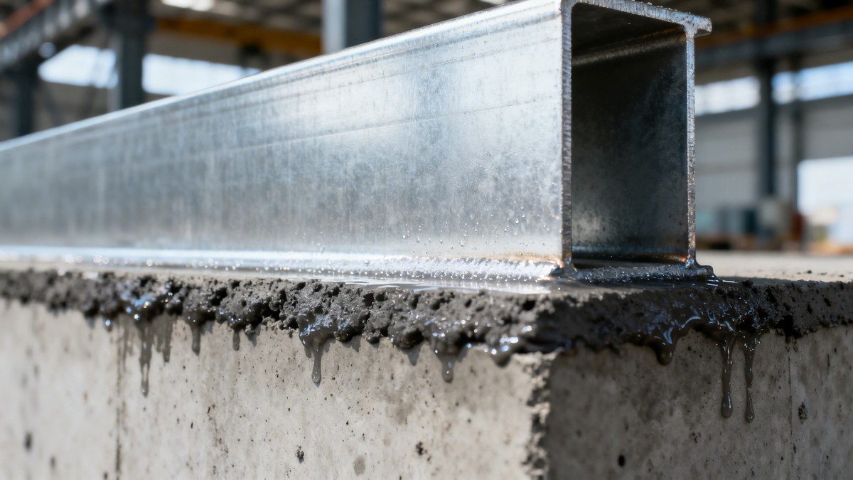 Hot dip galvanized steel loses zinc layer faster near concrete foundations Hot dip galvanized steel loses zinc layer faster near concrete foundations