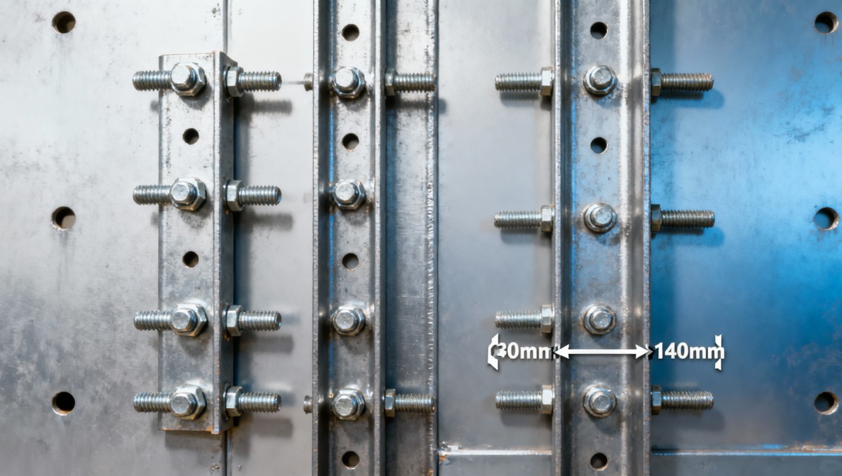 Channel steel load capacity drops 18% when bolted at non-standard spacing