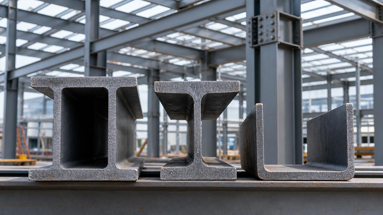 Vigas de aço para construção: diferenças entre vigas H, vigas I e vigas U explicadas.