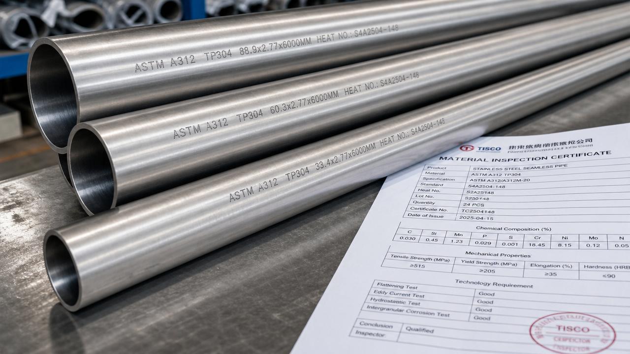 Quais normas se aplicam ao tubo SS 304? ASTM, AISI e relatórios de teste de usina explicados