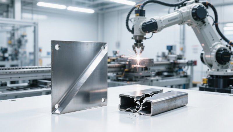 Why angle plate steel for manufacturing must specify tensile elongation ≥22% to avoid brittle fracture in robotic welding cells