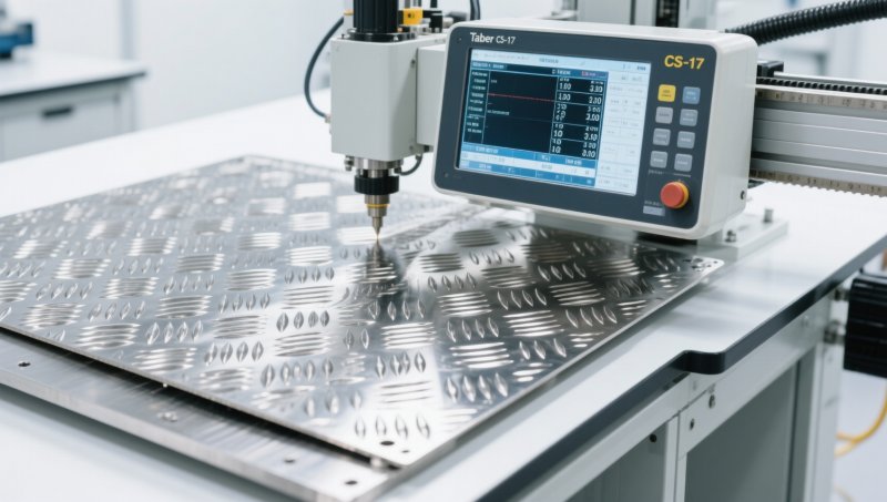 Why stainless steel embossed plate for elevator decoration is tested for abrasion resistance using Taber CS-17 wheels