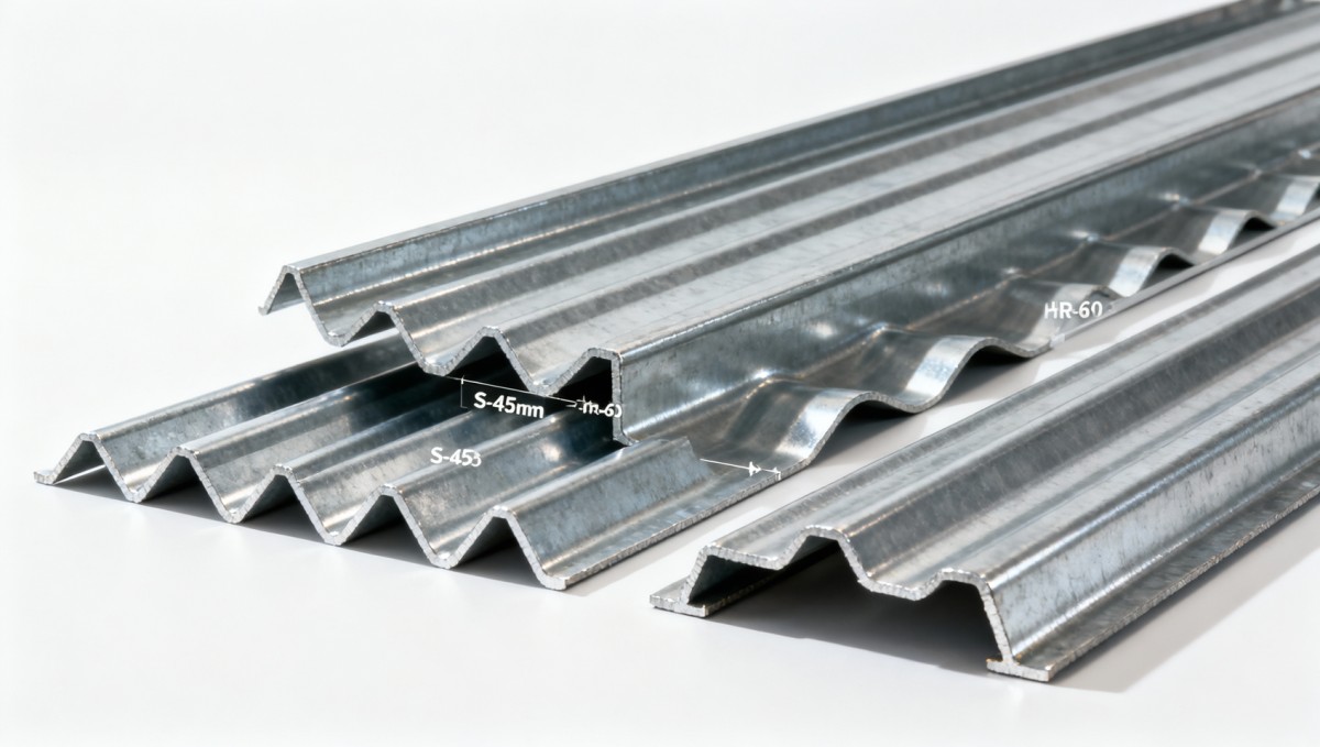 Corrugated steel sheet load capacity charts for 1.2m span roofs under snow loads in northern US states