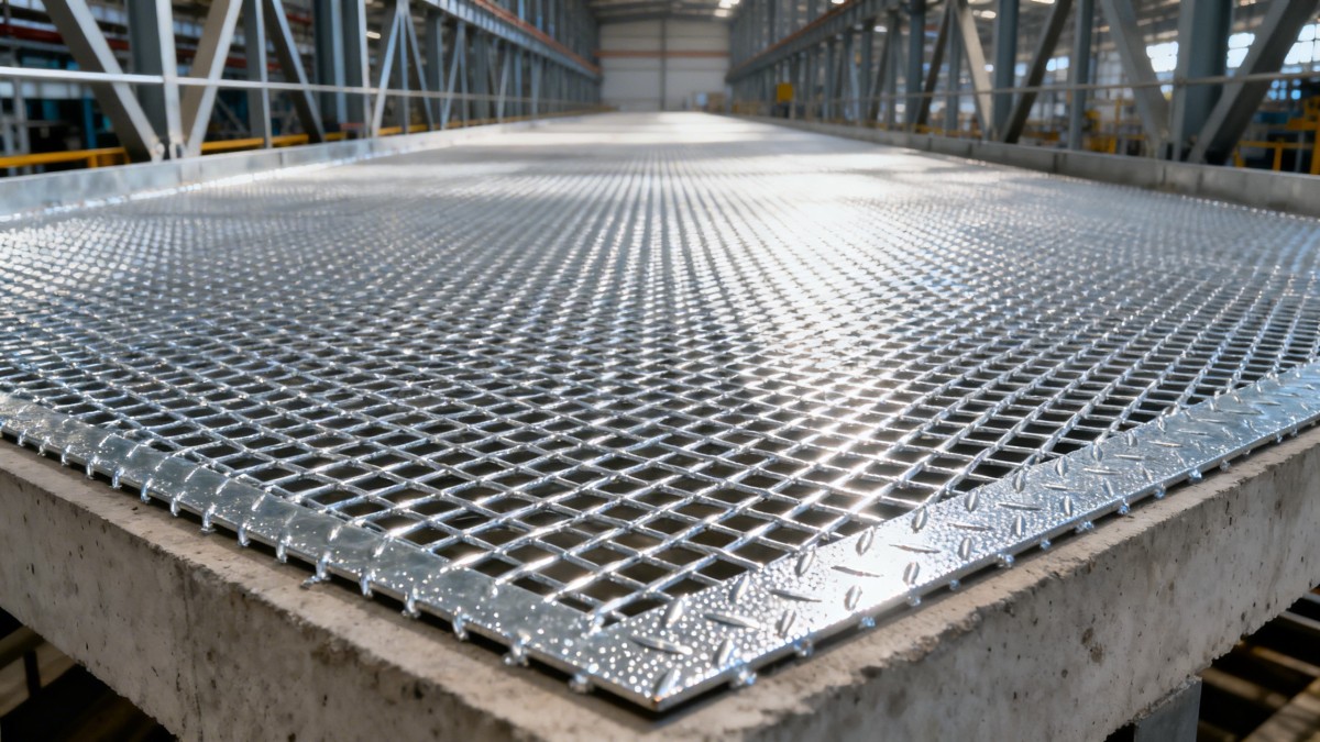 Galvanized metal mesh sheets used in walkways — slip resistance degrades faster than expected