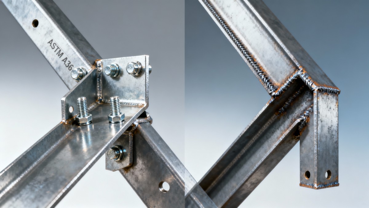 Bracing angle in steel structure: When does bolted connection outperform welded?