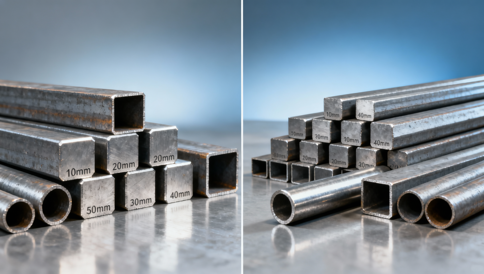 شرح مقاسات القضبان الفولاذية المربعة