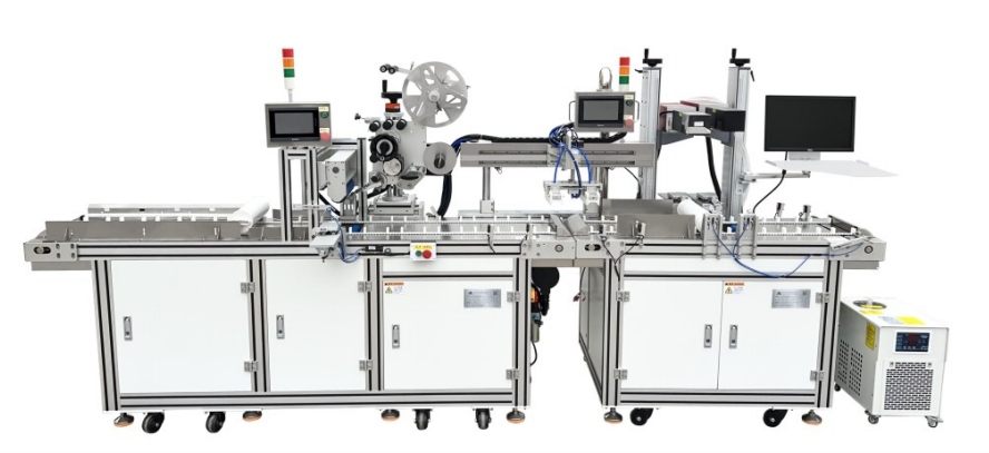 Máquina automática de etiquetagem específica para cartuchos de filtro e máquina integrada de marcação e etiquetagem