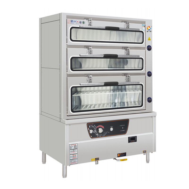 Glass Door, Three-Door, Forced Exhaust, Dual-System Seafood Steamer (One In Use, One Standby)