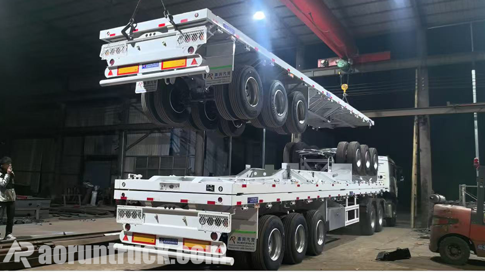 Aorun Ships 50-Ton Three-Axle Flatbed Trailers to Ghana