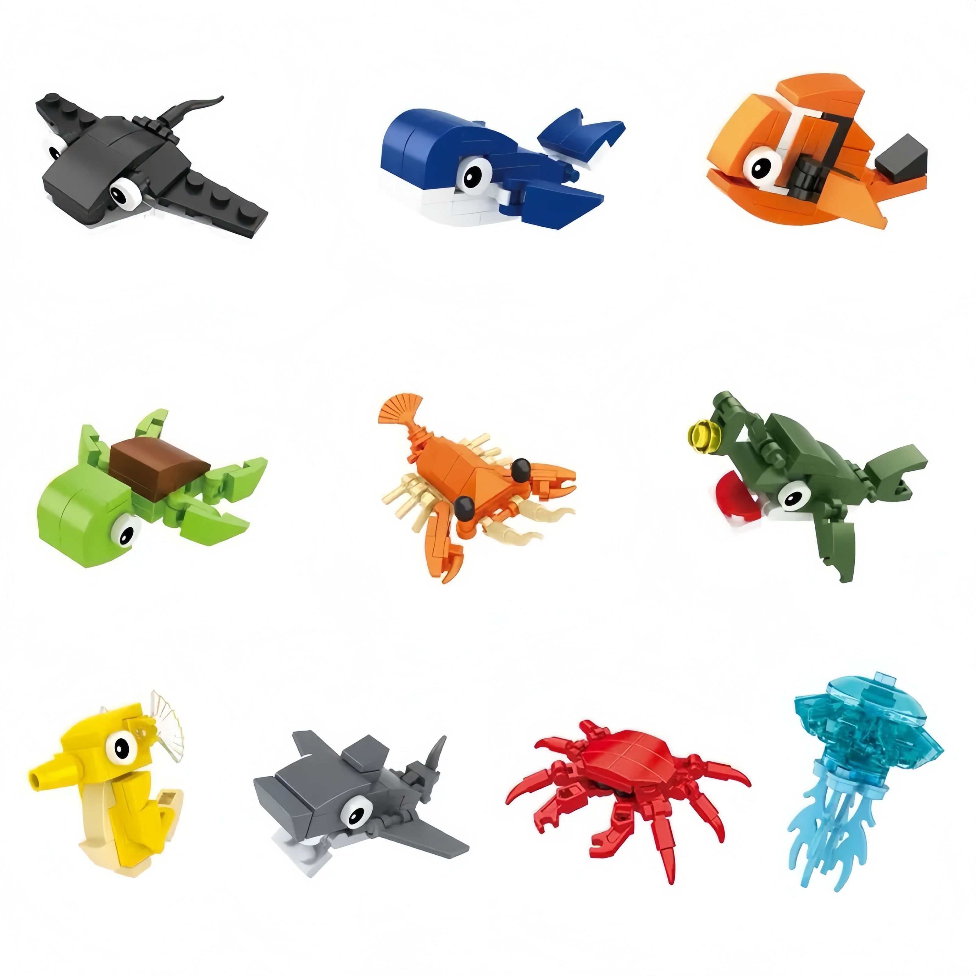 Compatible with children's educational toys, the King of Marine Animals jigsaw puzzle model assembly plastic ABS building block toy set is suitable for boys