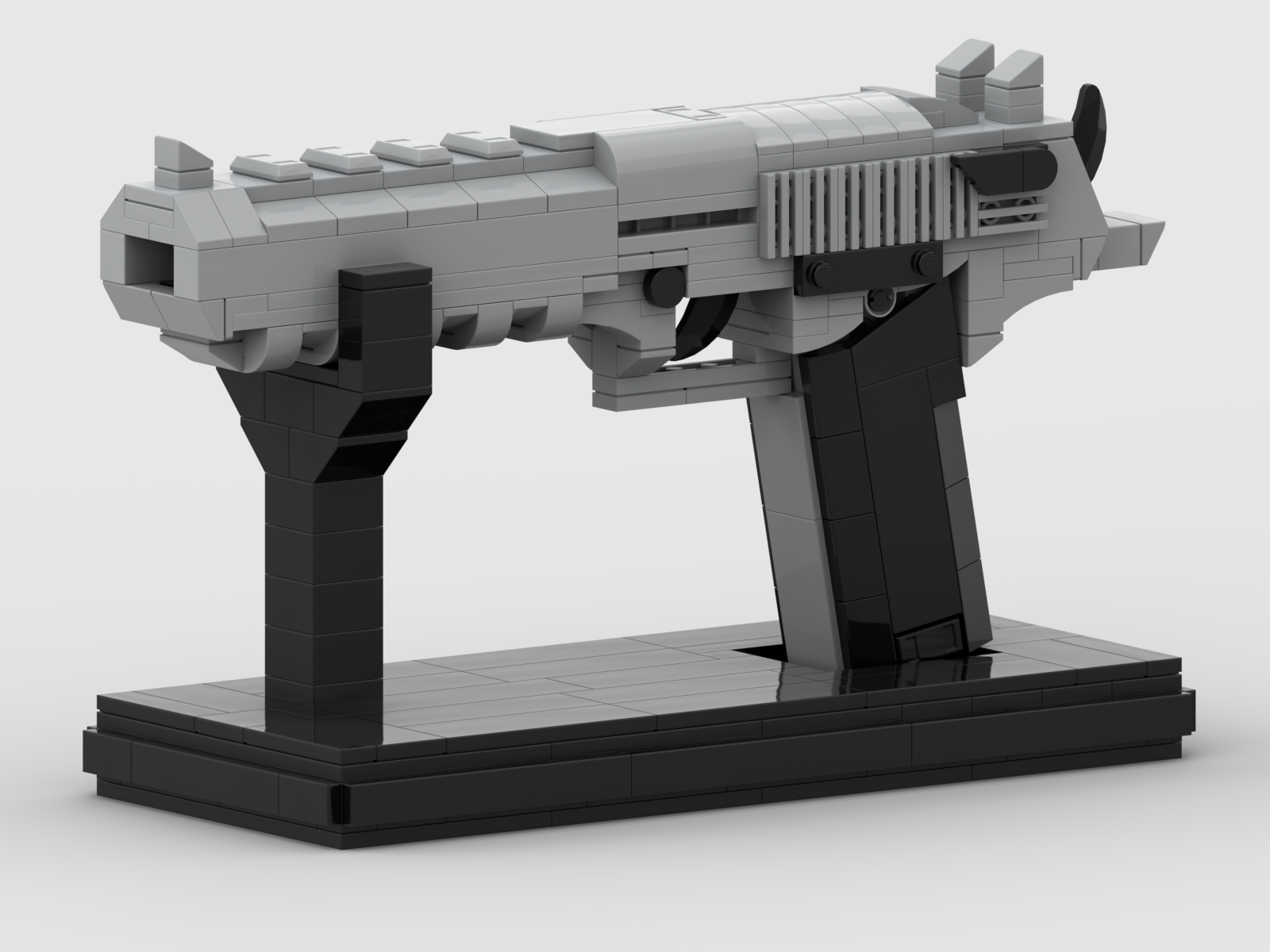 Custom PUBG CSGO Game Mini DIY Puzzle Simulation Construction Model Plastic Gun with a Bracket Toy Mini Building Blocks for Kids