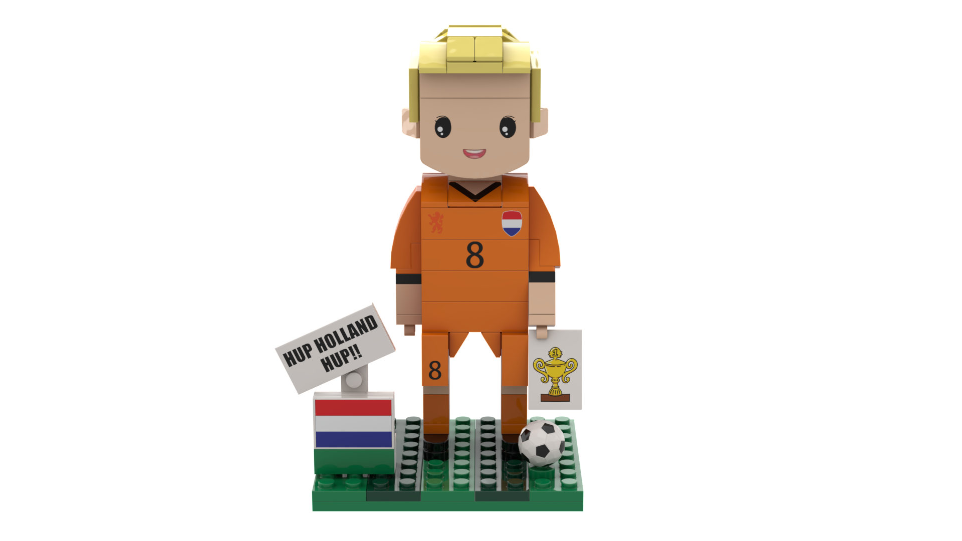 Collector Style DIY Creative MOC Football Game Trophy Scene FIFA 2026 Football Player Figure Building Blocks Set for Club Display Gift