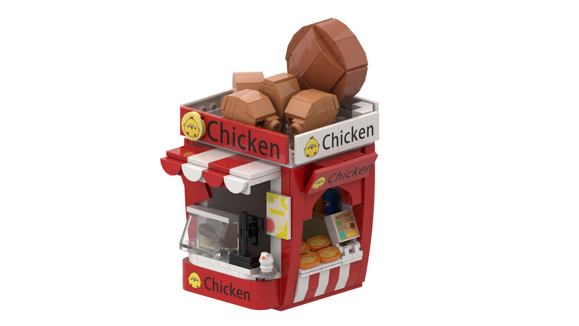 Custom Fried Chicken Shop Building Block Set | Restaurant Promotional Gift & Brand Marketing Model