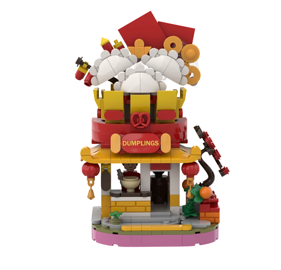 Custom Dumpling Restaurant Building Block Set | Branded Food Shop Promotional Gift & Collectible Model
