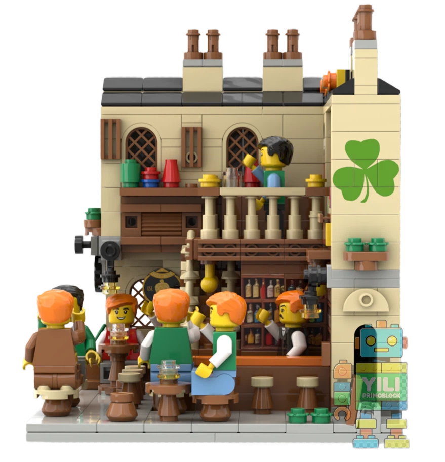 Custom Irish Pub Building Block Set – AI Designed Vintage Bar Scene Model