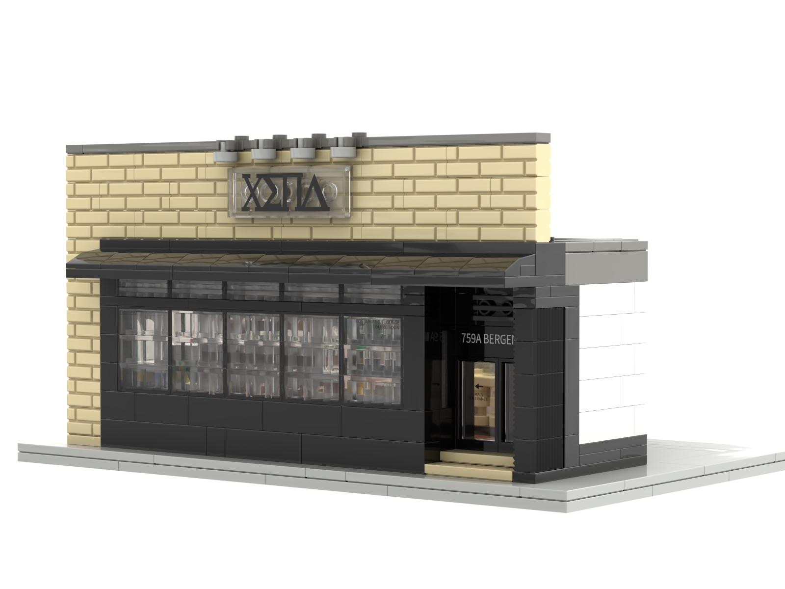Product Name: Custom Corporate Office Building Block Set<br/>Brick Count: 571 PCS<br/>Model Size: 16 × 13.1 × 8.3 cm<br/>Material: Eco-Friendly ABS Building Bricks