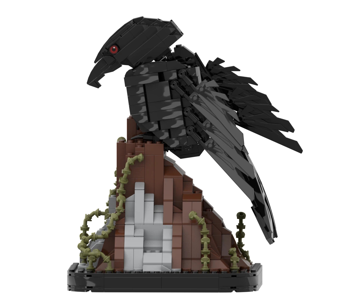Custom Raven Fantasy Building Block Set – AI Designed Black Raven Display Model