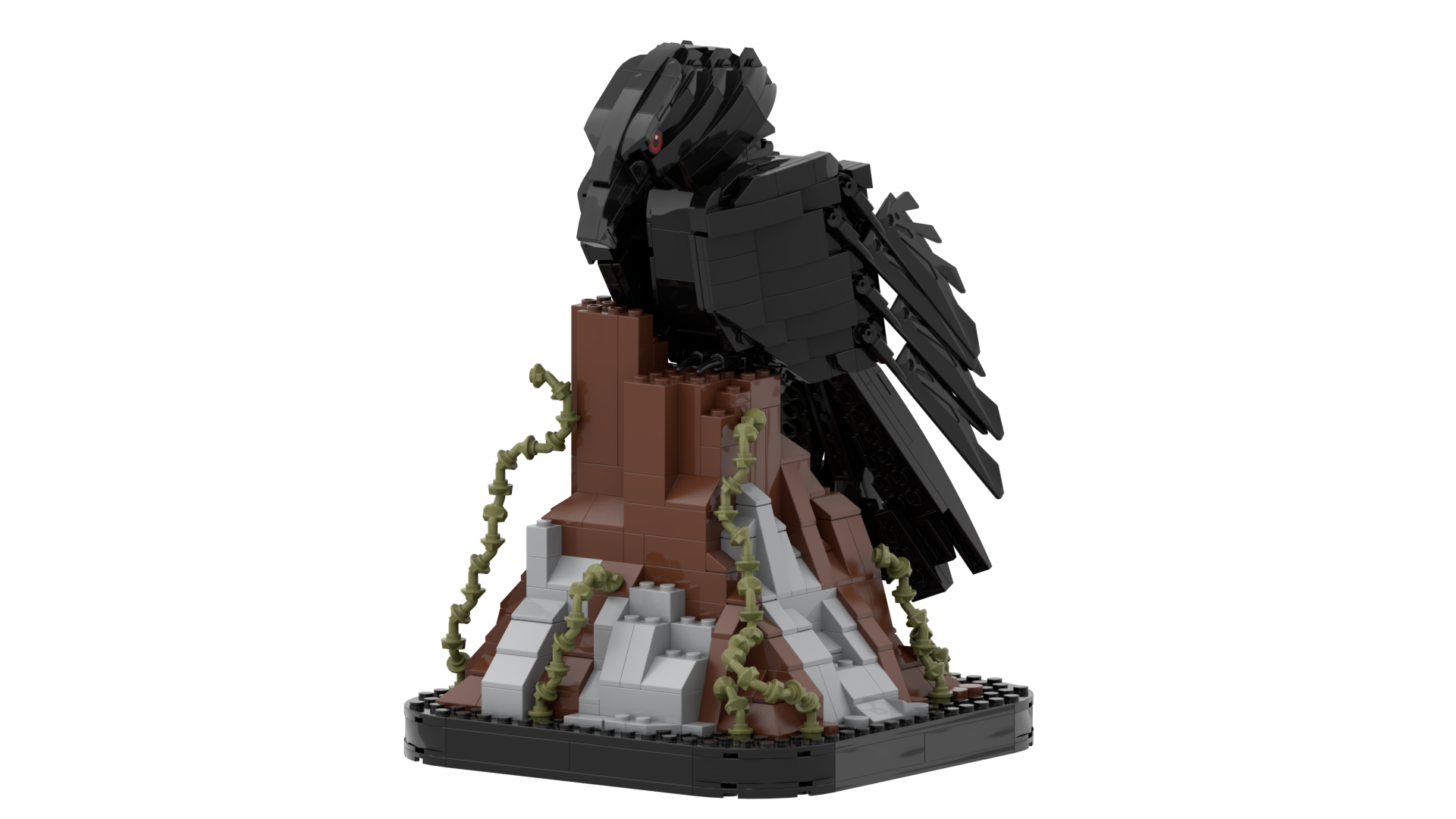 Custom Raven Fantasy Building Block Set – AI Designed Black Raven Display Model