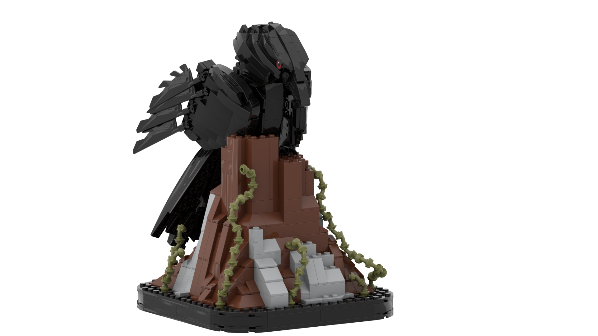 Custom Raven Fantasy Building Block Set – AI Designed Black Raven Display Model