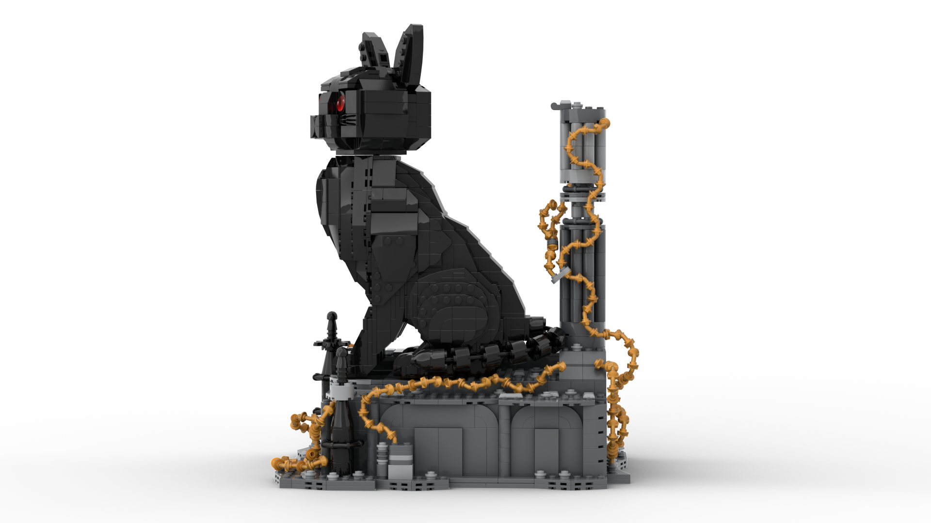 Black Cat Gothic Fantasy Building Block Set | Custom Animal Sculpture Brick Model | YLCUS Creative MOC Collection