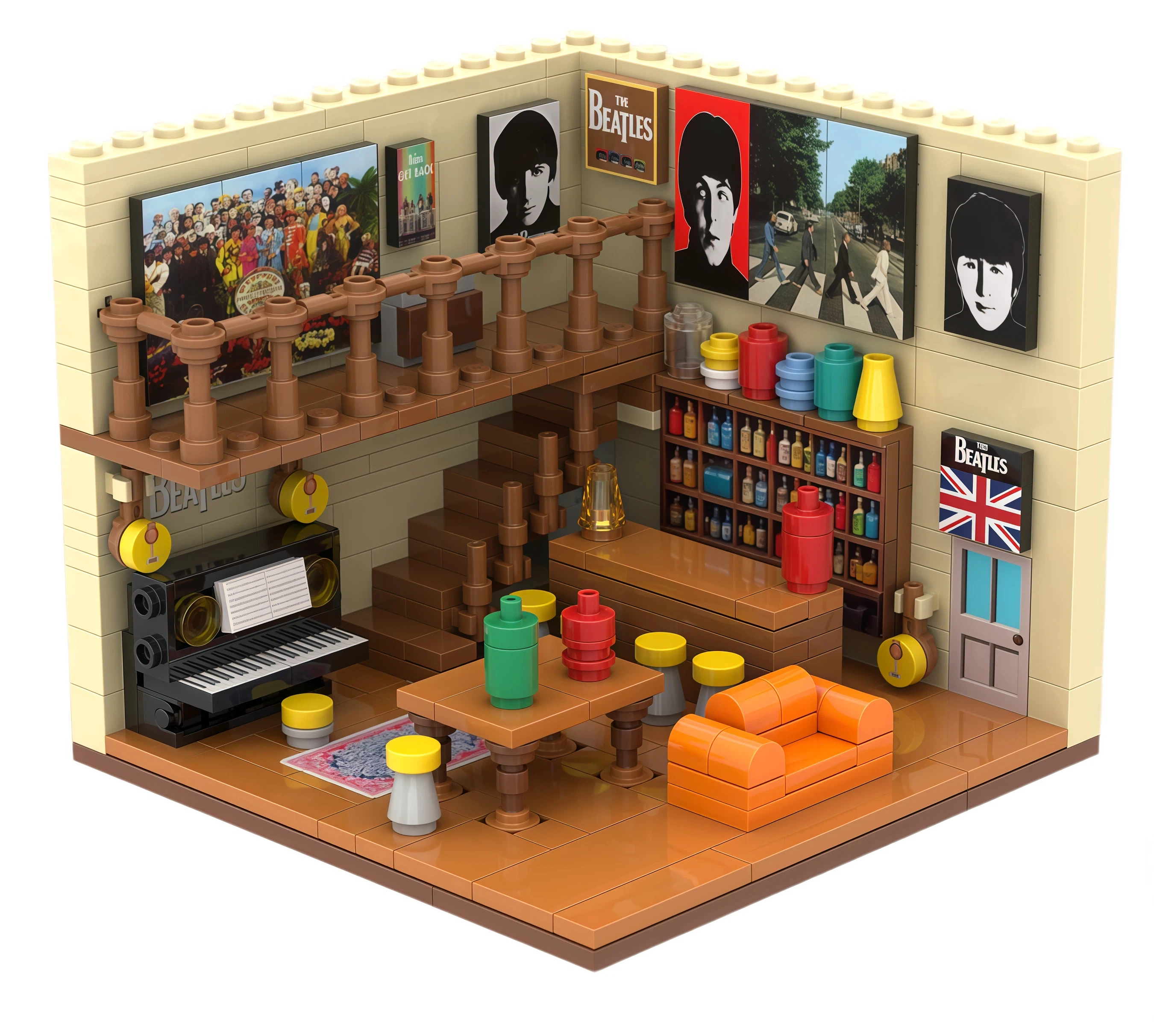Custom The Beatles Lounge Building Block Set – Music Memorabilia Mini Scene Brick Collection