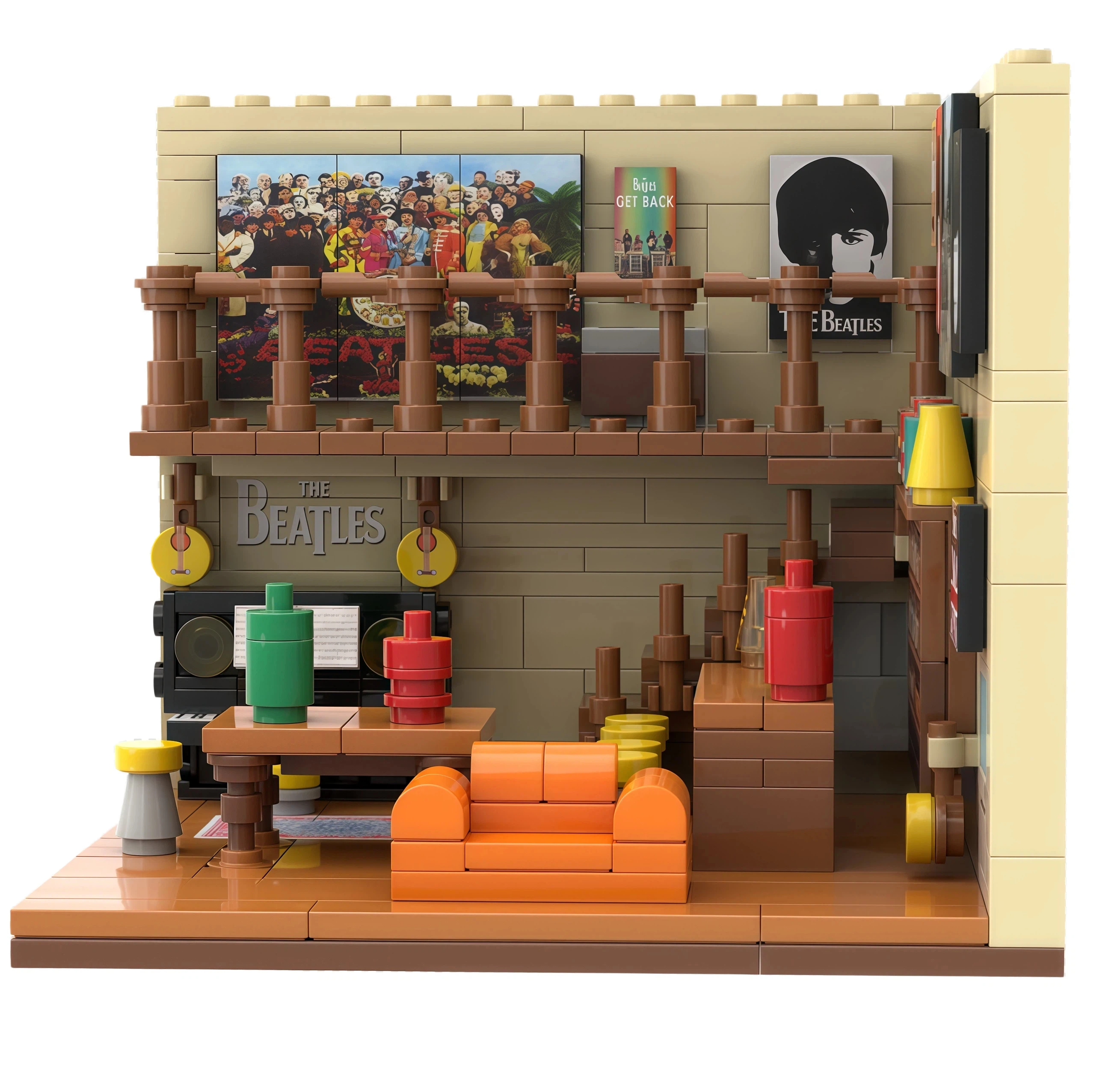 Custom The Beatles Lounge Building Block Set – Music Memorabilia Mini Scene Brick Collection