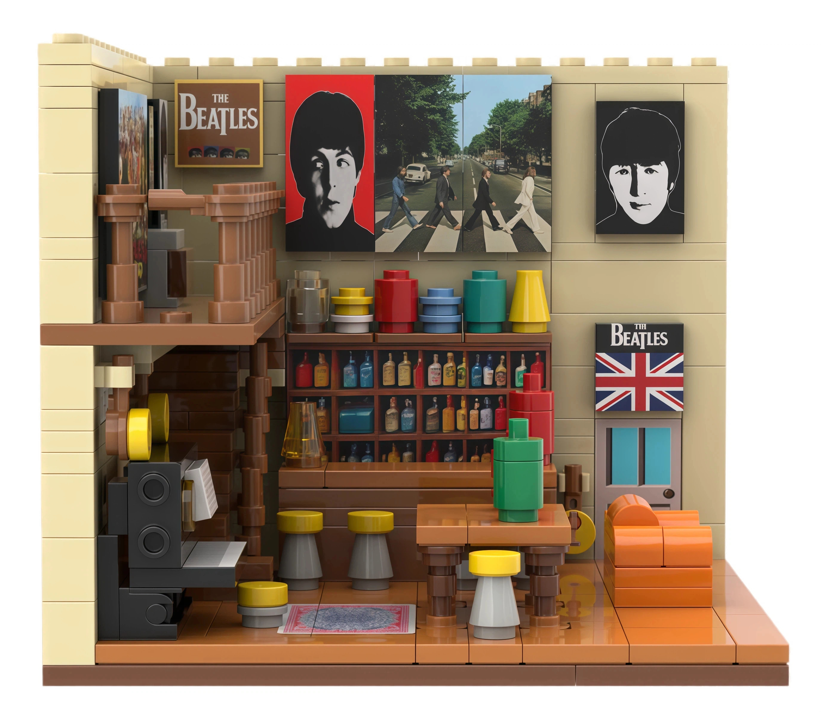 Custom The Beatles Lounge Building Block Set – Music Memorabilia Mini Scene Brick Collection